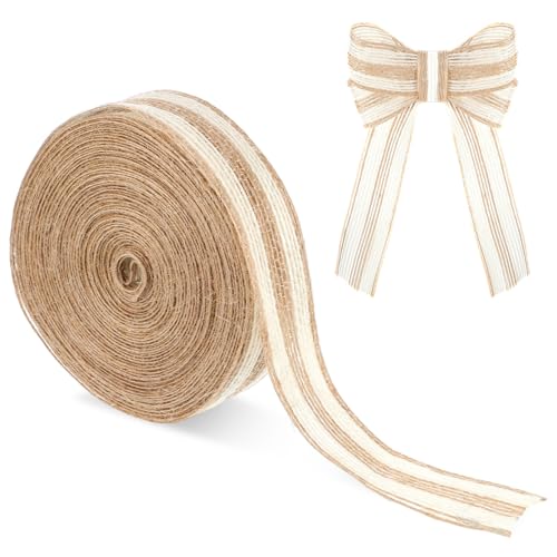 Tucnoeu 10m Juteband mit Spitze, Juteband Geschenkband Natur für DIY Handwerk und Dekoration von Tucnoeu
