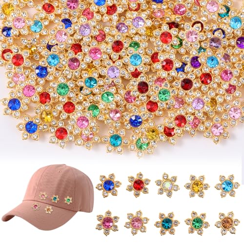 Tucnoeu 150 Stück Bunt Strass Knopf Flache Rückseite Blumen Strassknöpfe, Glitzernde Kristallknöpfe für DIY Schmuck und Kleidung von Tucnoeu