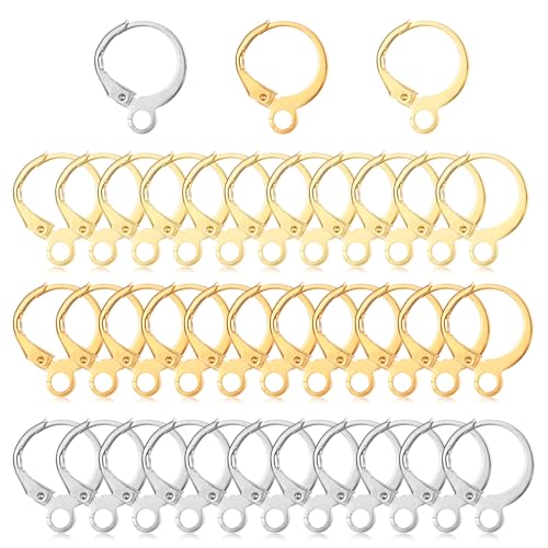 Tucnoeu 150 Stück Ohrringe Basteln Ohrringe Selber Machen Ohrring Haken, 13x15mm Edelstahl Französische Ohrhaken in Silber, Gold, Roségold für DIY Schmuckherstellung Tucnoeu 150 Stück Ohrringe Basteln Ohrringe Selber Machen Ohrring Haken, 13x15mm Edelstahl Französische Ohrhaken in Silber, Gold, Roségold für DIY Schmuckherstellung von Tucnoeu