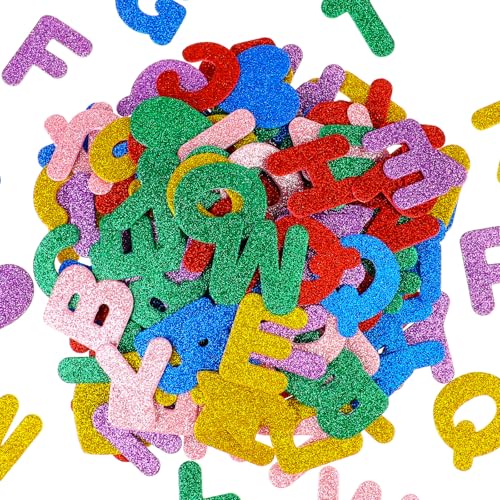 Tucnoeu 156 Stück Moosgummi Buchstaben, Glitzer Buchstaben Sticker, Buchstaben Aufkleber, EVA Selbstklebend Buchstaben geeignet für Kinder DIY Handwerk Schule Aufnahmeparty Dekoration von Tucnoeu