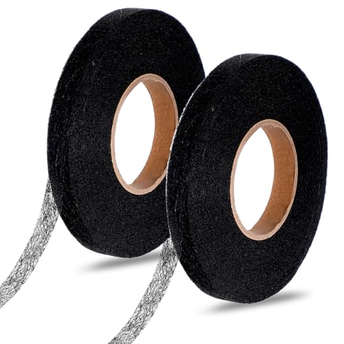 Tucnoeu 2pcs Bügelband für Vorhänge, Saumband Selbstklebend, Bügelband Hose Kürzen, 64m Länge, 1.2cm Breite Saumband zum Aufbügeln Waschfest, Gardinen Kürzen Ohne Nähen(Schwarz) von Tucnoeu