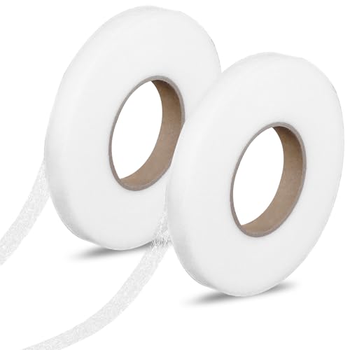 Tucnoeu 2pcs Bügelband für Vorhänge, Saumband Selbstklebend, Bügelband Hose Kürzen, 64m Länge, 1.2cm Breite Saumband zum Aufbügeln Waschfest, Gardinen Kürzen Ohne Nähen(Weiß) von Tucnoeu