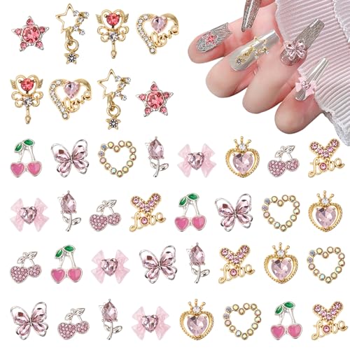 Tucnoeu 48 Stück Nail Art Charms, 3D Charms Nägel, Metall Nagel Schmuck mit Rosa Silber Gold Strasssteine für DIY Nageldesign Tucnoeu 48 Stück Nail Art Charms, 3D Charms Nägel, Metall Nagel Schmuck mit Rosa Silber Gold Strasssteine für DIY Nageldesign von Tucnoeu