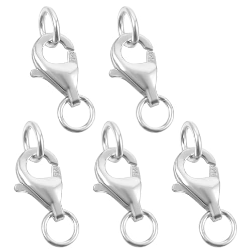 Tucnoeu 5 Stück Kettenverschluss, 925 Silber Verschluss Kette Silber, Karabinerverschluss 8mm für Schmuckherstellung von Tucnoeu