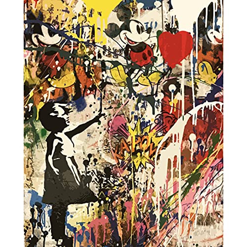 Tucocoo Banksy Ölgemälde für Mädchen und Ballon, Banksy, Malen nach Zahlen, Kits für Erwachsene, Acryl-Ölgemälde, Leinwand, individuelle DIY-Malen-nach-Zahlen-Set, Malen für Anfänger von Tucocoo