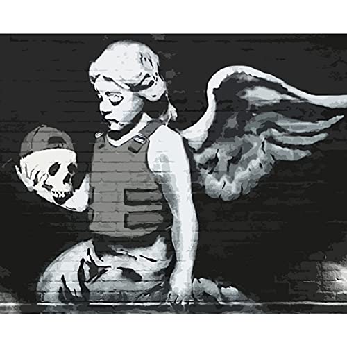 Banksy Street Art Ölgemälde Malen nach Zahlen Kits Angel Girl DIY Leinwandbild Kinder Studenten Erwachsene Anfänger mit Pinseln und Acryl-Pigment 40 x 50 cm (ohne Rahmen) von Tucocoo