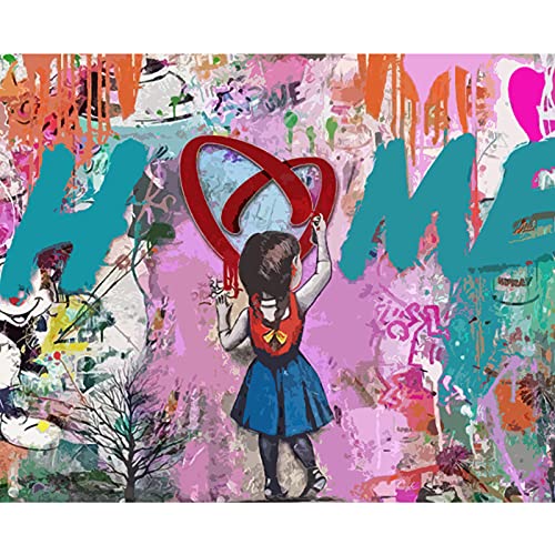 Tucocoo Bansky Ölgemälde für Mädchen, Banksy, Malen nach Zahlen, für Erwachsene, Acryl-Ölgemälde, Leinwand, personalisierbar, Malen nach Zahlen, (40 x 50 cm) von Tucocoo