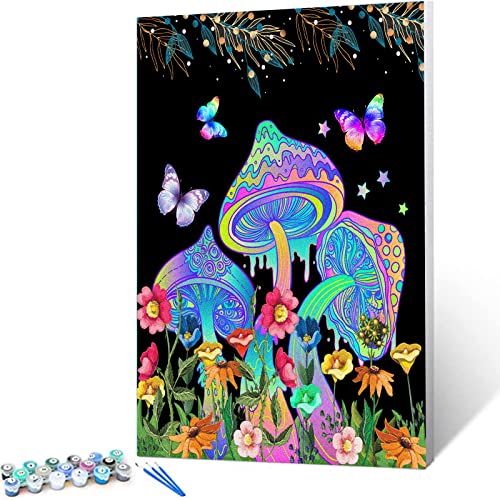 Cartoon-Pilz-Malen-nach-Zahlen-Set Girlanden-Blumen-Leinwand, DIY-Ölgemälde für Kinder, Erwachsene, Anfänger, nordische tropische Blätter, Kunstwerk mit Pinseln, Schmetterling-Acrylbild (rahmenlos) Cartoon-Pilz-Malen-nach-Zahlen-Set Girlanden-Blumen-Leinwand, DIY-Ölgemälde für Kinder, Erwachsene, Anfänger, nordische tropische Blätter, Kunstwerk mit Pinseln, Schmetterling-Acrylbild (rahmenlos) von Tucocoo