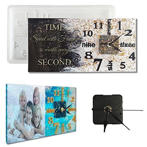 DIY Uhrenformen große Uhrenharzformen 3Darabische und englische Zahlen Personalisierungsuhr Silikonguss Epoxidharz Fotoständer für Heimdekoration 1 schwarzes Uhrwerk + 1 Silikonformen inklusive DIY Uhrenformen große Uhrenharzformen 3Darabische und englische Zahlen Personalisierungsuhr Silikonguss Epoxidharz Fotoständer für Heimdekoration 1 schwarzes Uhrwerk + 1 Silikonformen inklusive von Tucocoo
