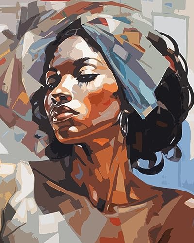 Farbe nach Zahl afrikanische Frauen abstrakte Graffiti -Porträt DIY -Malerei auf Leinwand mit Pinsel Acrylfarben Afro schwarze Frauen malen nach Zahlen für Erwachsene Anfänger 40x50 cm （remantlos） von Tucocoo