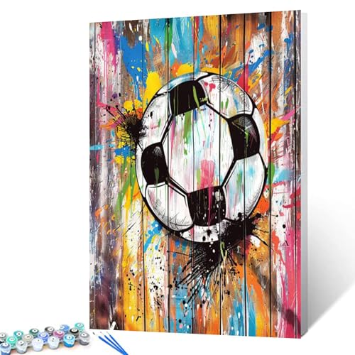 Fußball-Graffiti-Kunst, Malen nach Bumbers für Erwachsene, bunter Holzhintergrund, Malen nach Zahlen, Acrylfarbe, Leinwand, abstrakter Banksy-Stil, Graffiti-Straßenmalerei-Set, Kunst, 40,6 x 50,8 cm Fußball-Graffiti-Kunst, Malen nach Bumbers für Erwachsene, bunter Holzhintergrund, Malen nach Zahlen, Acrylfarbe, Leinwand, abstrakter Banksy-Stil, Graffiti-Straßenmalerei-Set, Kunst, 40,6 x 50,8 cm von Tucocoo
