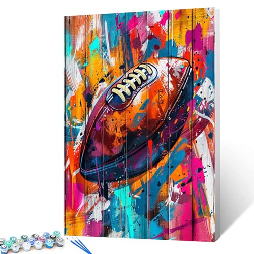 Graffiti American Football Malen nach Zahlen, Banksy Straßenmalerei, DIY-Malerei auf Leinwand mit Pinseln, Acrylfarben, Malen nach Zahlen für Erwachsene und Kinder, Anfänger, DIY-Set, 40,6 x 50,8 cm Graffiti American Football Malen nach Zahlen, Banksy Straßenmalerei, DIY-Malerei auf Leinwand mit Pinseln, Acrylfarben, Malen nach Zahlen für Erwachsene und Kinder, Anfänger, DIY-Set, 40,6 x 50,8 cm von Tucocoo