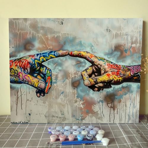 Graffiti-Malen-nach-Zahlen-Set mit mechanischen Uhren, gebürstete und Acrylpigmente auf Leinwand, Gemälde für Erwachsene, farbenfroher Kunststil, Bild, Kunsthandwerk, Heimdekoration, Geschenke, 40,6 x Graffiti-Malen-nach-Zahlen-Set mit mechanischen Uhren, gebürstete und Acrylpigmente auf Leinwand, Gemälde für Erwachsene, farbenfroher Kunststil, Bild, Kunsthandwerk, Heimdekoration, Geschenke, 40,6 x von Tucocoo