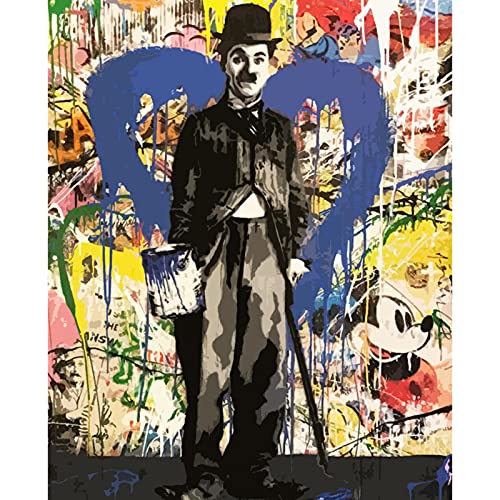 Graffiti Pop Art Ölgemälde Malen nach Zahlen Kits Banksy Leinwand DIY Ölgemälde Kinder Studenten Erwachsene Anfänger mit Pinseln und Acryl-Pigment 40 x 50 cm (ohne Rahmen) von Tucocoo