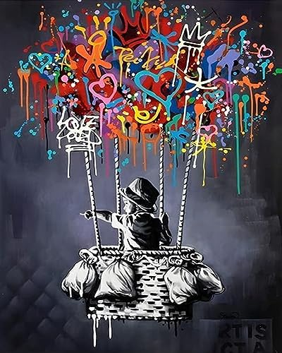 Malen nach Zahlen, Banksy Street Graffiti, DIY-Malerei auf Leinwand mit Pinseln, Acrylfarben, Graffiti, abstrakte Pop-Art, Malen nach Zahlen für Erwachsene, Kinder, Studenten, Anfänger, 40,6 x 50,8 cm Malen nach Zahlen, Banksy Street Graffiti, DIY-Malerei auf Leinwand mit Pinseln, Acrylfarben, Graffiti, abstrakte Pop-Art, Malen nach Zahlen für Erwachsene, Kinder, Studenten, Anfänger, 40,6 x 50,8 cm von Tucocoo