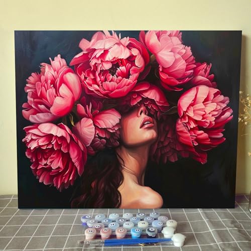 Malen-nach-Zahlen-Set mit rosa Pfingstrosen, mit Pinseln und Acrylpigmenten auf Leinwand, modisches Mädchengemälde für Erwachsene und Anfänger, Blumenbild für Heimdekoration, Geschenke, 40,6 x 50,8 cm Malen-nach-Zahlen-Set mit rosa Pfingstrosen, mit Pinseln und Acrylpigmenten auf Leinwand, modisches Mädchengemälde für Erwachsene und Anfänger, Blumenbild für Heimdekoration, Geschenke, 40,6 x 50,8 cm von Tucocoo