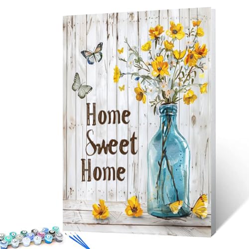 Malen nach Zahlen für Erwachsene, DIY Schmetterling, Acryl, rustikaler Stil, Malen nach Zahlen für Kinder, abstrakte Malerei, Kunst auf Leinwand, Wanddekoration "Home Sweet Home", Schild 40,6 x 50,8 Malen nach Zahlen für Erwachsene, DIY Schmetterling, Acryl, rustikaler Stil, Malen nach Zahlen für Kinder, abstrakte Malerei, Kunst auf Leinwand, Wanddekoration "Home Sweet Home", Schild 40,6 x 50,8 von Tucocoo
