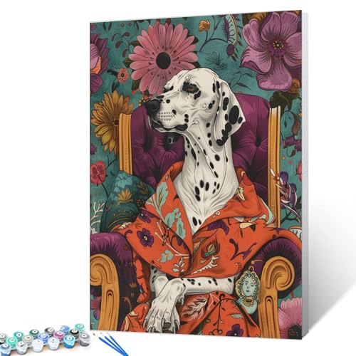 Malen nach Zahlen für Erwachsene, Dalmatiner-Familienhund mit Handtuch und Bademantel, DIY-Ölgemälde, Acryl, William Morris, Blume, Malen nach Zahlen, Kits für Kinder, Wanddekoration (ohne Rahmen), Malen nach Zahlen für Erwachsene, Dalmatiner-Familienhund mit Handtuch und Bademantel, DIY-Ölgemälde, Acryl, William Morris, Blume, Malen nach Zahlen, Kits für Kinder, Wanddekoration (ohne Rahmen), von Tucocoo