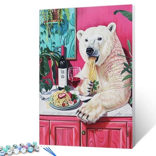 Malen nach Zahlen für Erwachsene, Motiv: Eisbär, wilde Tiere, DIY-Ölgemälde-Set auf Leinwand mit Pinseln und Acrylpigment, tropisches Pflanzenbild für Heimdekoration, Geschenk, 40,6 x 50,8 cm Malen nach Zahlen für Erwachsene, Motiv: Eisbär, wilde Tiere, DIY-Ölgemälde-Set auf Leinwand mit Pinseln und Acrylpigment, tropisches Pflanzenbild für Heimdekoration, Geschenk, 40,6 x 50,8 cm von Tucocoo