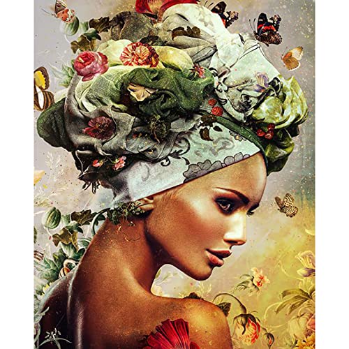 Tucocoo Malen nach Zahlen für Erwachsene, florales Ölgemälde-Set auf Leinwand mit Pinseln und Acryl-Pigment, afrikanische Frau, Portraitbild, Kunsthandwerk, Heimdekoration, 40,6 x 50,8 cm (rahmenlos) von Tucocoo