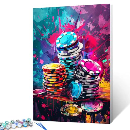 Malen nach Zahlen für Kinder und Erwachsene, DIY Straßen-Graffiti-Banksy-Malerei auf Leinwand mit Pinseln, Acrylfarbe, Casino, Malen nach Zahlen für Erwachsene und Anfänger, Graffiti-Stil, 40,6 x 50,8 Malen nach Zahlen für Kinder und Erwachsene, DIY Straßen-Graffiti-Banksy-Malerei auf Leinwand mit Pinseln, Acrylfarbe, Casino, Malen nach Zahlen für Erwachsene und Anfänger, Graffiti-Stil, 40,6 x 50,8 von Tucocoo