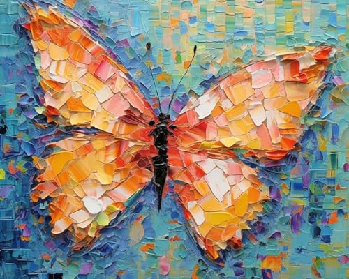Ölgemälde mit Mosaik-Schmetterling, Impasto, Tier-nach-Zahlen-Set, 40,6 x 50,8 cm, Leinwand, abstraktes Graffiti, DIY-Malerei für Kinder, Studenten, Erwachsene, Anfänger, mit Pinseln, Acryl-Pigment Ölgemälde mit Mosaik-Schmetterling, Impasto, Tier-nach-Zahlen-Set, 40,6 x 50,8 cm, Leinwand, abstraktes Graffiti, DIY-Malerei für Kinder, Studenten, Erwachsene, Anfänger, mit Pinseln, Acryl-Pigment von Tucocoo
