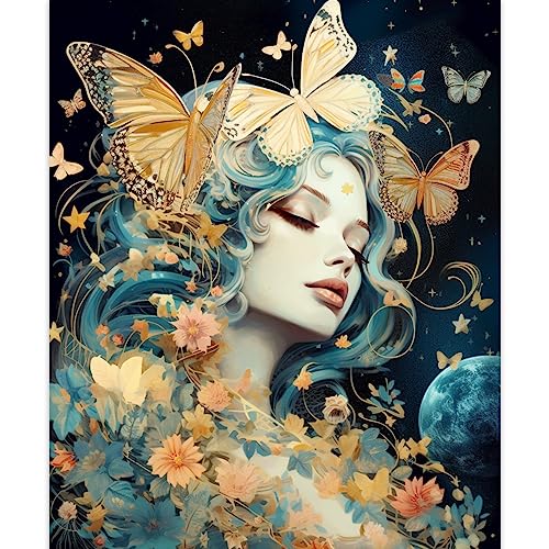 Schmetterlingsfrau Malen nach Zahlen für Erwachsene Anfänger, DIY Digital Ölgemälde Kits auf Leinwand mit Pinseln und Acrylpigment, Mondsterne, kreativer Stil für Heimdekoration, 40x50 cm (Rahmenlos) Schmetterlingsfrau Malen nach Zahlen für Erwachsene Anfänger, DIY Digital Ölgemälde Kits auf Leinwand mit Pinseln und Acrylpigment, Mondsterne, kreativer Stil für Heimdekoration, 40x50 cm (Rahmenlos) von Tucocoo