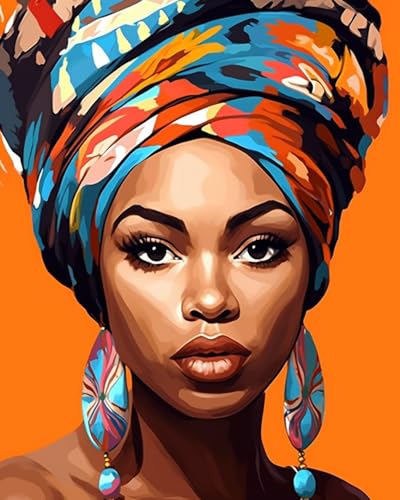 Schwarze Frauen DIY Malen nach Zahlen für Erwachsene Afroamerikanerin DIY Ölgemälde Acrylfarbe Kunst Graffiti Frauen Malerei Kit Leinwand mit Acrylfarben Afro Girl Art 40,6 x 50,8 cm (ohne Rahmen) von Tucocoo