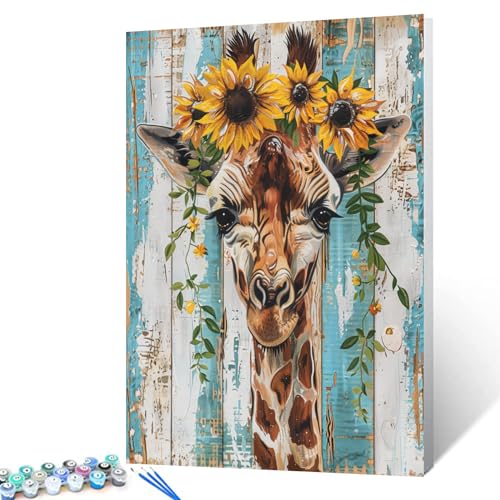 Smile Giraffe Sonnenblume Krone Bild Malen Zahlen für Erwachsene Anfänger Niedliche Tier-Wandkunst für Badezimmer Schlafzimmer Retro-Stil Digitale Zeichnung Malerei für moderne Wohnkultur Geschenk Smile Giraffe Sonnenblume Krone Bild Malen Zahlen für Erwachsene Anfänger Niedliche Tier-Wandkunst für Badezimmer Schlafzimmer Retro-Stil Digitale Zeichnung Malerei für moderne Wohnkultur Geschenk von Tucocoo