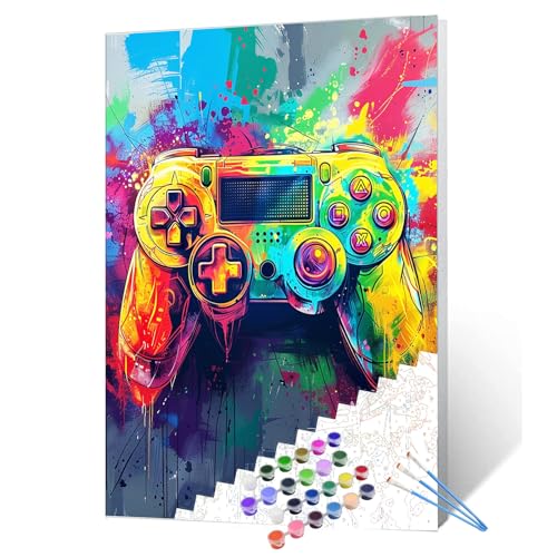 Tucocoo Aquarell-Gaming-Malen-nach-Zahlen-Set, 40 x 50 cm, Leinwand, DIY-Ölgemälde für Erwachsene, mit Pinseln und Acryl-Pigment, Graffiti-Vedio-Gamepad-Bilder für Männer, Schlafzimmerdekoration Tucocoo Aquarell-Gaming-Malen-nach-Zahlen-Set, 40 x 50 cm, Leinwand, DIY-Ölgemälde für Erwachsene, mit Pinseln und Acryl-Pigment, Graffiti-Vedio-Gamepad-Bilder für Männer, Schlafzimmerdekoration von Tucocoo