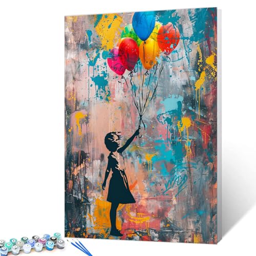 Tucocoo Banksy Girl Malen nach Zahlen für Erwachsene, einfaches DIY-Ölgemälde-Set auf Leinwand mit Pinseln und Acrylpigment, Retro-Ballon-Straßen-Pop-Art-Bilder für Heimdekoration, 40 x 50 cm Tucocoo Banksy Girl Malen nach Zahlen für Erwachsene, einfaches DIY-Ölgemälde-Set auf Leinwand mit Pinseln und Acrylpigment, Retro-Ballon-Straßen-Pop-Art-Bilder für Heimdekoration, 40 x 50 cm von Tucocoo
