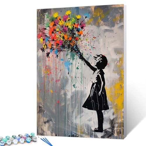 Tucocoo Banksy Graffiti-Malen-nach-Zahlen-Set mit Pinseln und Acryl-Pigmenten auf Leinwand, Gemälde für Erwachsene, Mädchen, Überwurf, Bunte Blumen, Bild für Zuhause, Wanddekoration, Geschenke Tucocoo Banksy Graffiti-Malen-nach-Zahlen-Set mit Pinseln und Acryl-Pigmenten auf Leinwand, Gemälde für Erwachsene, Mädchen, Überwurf, Bunte Blumen, Bild für Zuhause, Wanddekoration, Geschenke von Tucocoo
