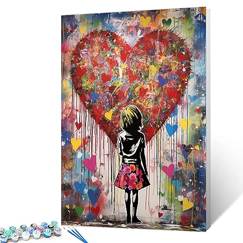 Tucocoo Banksy Graffiti-Malen-nach-Zahlen-Set mit Pinseln und Acrylpigment auf Leinwand, Gemälde für Erwachsene, Pop-Art, kleines Mädchen, Liebesbild für Zuhause, Wanddekoration, Geschenke, 40x50 cm Tucocoo Banksy Graffiti-Malen-nach-Zahlen-Set mit Pinseln und Acrylpigment auf Leinwand, Gemälde für Erwachsene, Pop-Art, kleines Mädchen, Liebesbild für Zuhause, Wanddekoration, Geschenke, 40x50 cm von Tucocoo