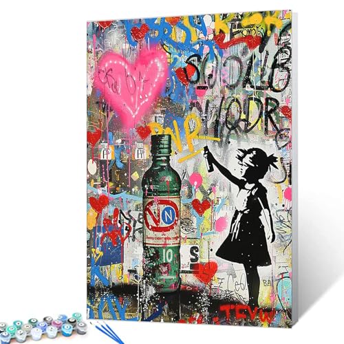 Tucocoo Banksy Malen-nach-Zahlen-Set im Graffiti-Stil, mit Pinseln und Acrylpigmenten auf Leinwand, Gemälde für Erwachsene, buntes Straßenkunst-Mädchen-Bild für Zuhause, Wanddekoration, Geschenke Tucocoo Banksy Malen-nach-Zahlen-Set im Graffiti-Stil, mit Pinseln und Acrylpigmenten auf Leinwand, Gemälde für Erwachsene, buntes Straßenkunst-Mädchen-Bild für Zuhause, Wanddekoration, Geschenke von Tucocoo