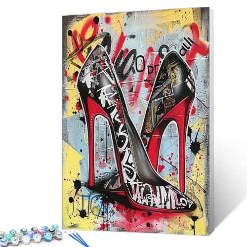 Tucocoo Banksy Street Art Malen nach Zahlen für Erwachsene, DIY High Heels, Malen nach Zahlen, Acrylfarbe, Leinwand, Graffiti-Stil, Schlafzimmer, Dekoration, Malset, Dekoration, 50,8 x 40,6 cm (ohne Tucocoo Banksy Street Art Malen nach Zahlen für Erwachsene, DIY High Heels, Malen nach Zahlen, Acrylfarbe, Leinwand, Graffiti-Stil, Schlafzimmer, Dekoration, Malset, Dekoration, 50,8 x 40,6 cm (ohne von Tucocoo