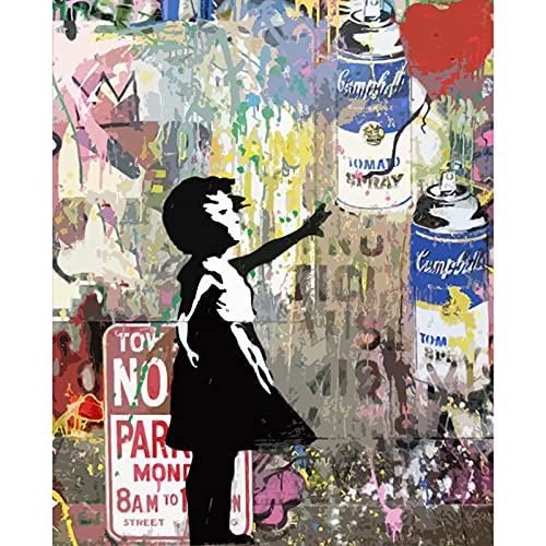 Tucocoo Banksy Street Art Ölgemälde Malen nach Zahlen Kits 40 x 50 cm Banksy Leinwand DIY Ölgemälde für Kinder Studenten Erwachsene Anfänger mit Pinseln und Acryl-Pigment (ohne Rahmen) von Tucocoo