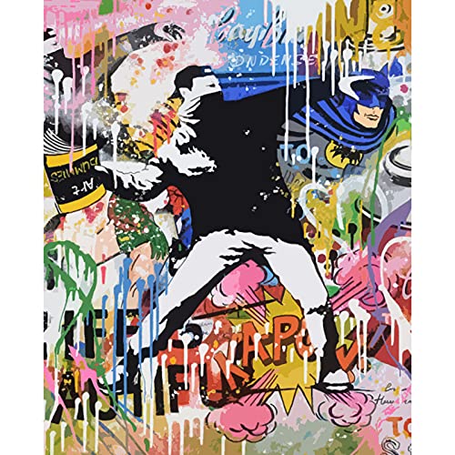 Tucocoo Banksy Street Artwork Ölgemälde Malen nach Zahlen Kits für Erwachsene, Acryl-Leinwand für Heimdekoration, individuelles DIY-Malen nach Zahlen-Set, Malen für Anfänger (40 x 50 cm) von Tucocoo