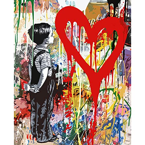 Tucocoo Banksy Street Graffiti Ölgemälde Malen nach Zahlen Kits 40 x 50 cm Leinwand DIY Ölgemälde für Kinder Studenten Erwachsene Anfänger mit Pinseln und Acryl-Pigment (ohne Rahmen) von Tucocoo