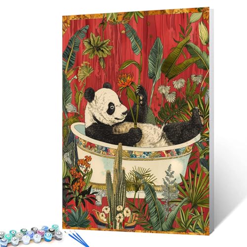 Tucocoo Bild mit Panda in der Badewanne, Malen nach Zahlen für Erwachsene, Anfänger, Baden, Tier, Wandkunst für Badezimmer, Waschraum, lustige Farben, digitale Zeichnung, Malerei, Kunst für moderne Tucocoo Bild mit Panda in der Badewanne, Malen nach Zahlen für Erwachsene, Anfänger, Baden, Tier, Wandkunst für Badezimmer, Waschraum, lustige Farben, digitale Zeichnung, Malerei, Kunst für moderne von Tucocoo