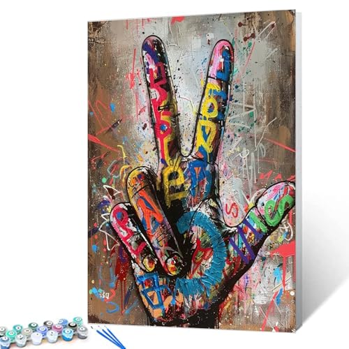 Tucocoo Malen nach Zahlen für Erwachsene, Motiv: bunte Handzitzel, 2 Finger, Wandkunst, Heimdekoration für Wohnzimmer, 40,6 x 50,8 cm Tucocoo Malen nach Zahlen für Erwachsene, Motiv: bunte Handzitzel, 2 Finger, Wandkunst, Heimdekoration für Wohnzimmer, 40,6 x 50,8 cm von Tucocoo