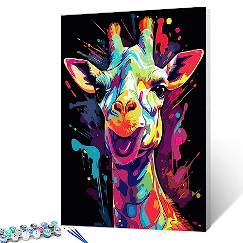 Tucocoo Bunte Giraffen-Malen-nach-Zahlen-Sets mit Pinseln und Acrylpigment auf Leinwand, Gemälde für Erwachsene, realistischer Cartoon-Graffiti-Stil für Zuhause, Wanddekoration 40x50 cm (DIY gerahmt) Tucocoo Bunte Giraffen-Malen-nach-Zahlen-Sets mit Pinseln und Acrylpigment auf Leinwand, Gemälde für Erwachsene, realistischer Cartoon-Graffiti-Stil für Zuhause, Wanddekoration 40x50 cm (DIY gerahmt) von Tucocoo