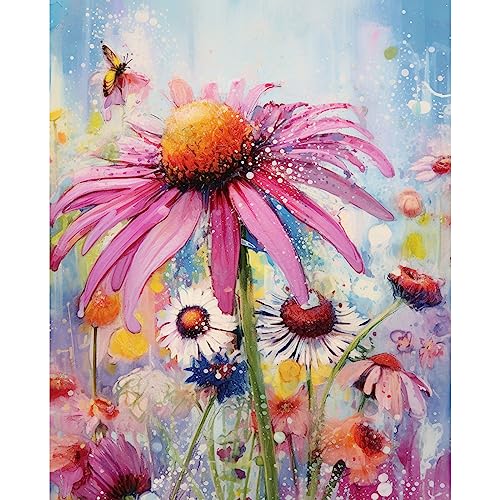 Tucocoo Echinacea Blumen Malen nach Zahlen für Erwachsene Anfänger, DIY Digital Ölgemälde Kits auf Leinwand mit Pinseln und Acrylpigment, schöne Blütenblume für Heimdekoration, 40 x 50 cm (rahmenlos) von Tucocoo