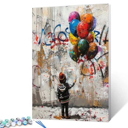 Tucocoo Farbenfrohes Luftballon-Malen nach Zahlen für Erwachsene, DIY-Ölgemälde-Set auf Leinwand mit Pinseln und Acrylpigment, Banksy Little Boy Street Artwork für Heimdekoration, 40,6 x 50,8 cm Tucocoo Farbenfrohes Luftballon-Malen nach Zahlen für Erwachsene, DIY-Ölgemälde-Set auf Leinwand mit Pinseln und Acrylpigment, Banksy Little Boy Street Artwork für Heimdekoration, 40,6 x 50,8 cm von Tucocoo