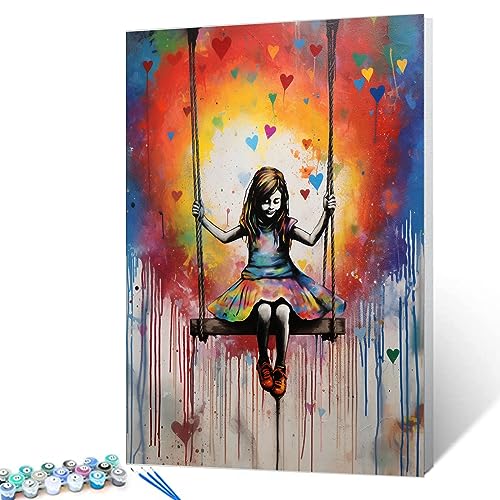 Tucocoo Farbenfrohes Malen-nach-Zahlen-Set mit Pinseln und Acrylpigment auf Leinwand, Gemälde für Erwachsene, Street Pop Art, kleines Mädchen, Schaukel, Bild für Zuhause, Wanddekoration, Geschenke Tucocoo Farbenfrohes Malen-nach-Zahlen-Set mit Pinseln und Acrylpigment auf Leinwand, Gemälde für Erwachsene, Street Pop Art, kleines Mädchen, Schaukel, Bild für Zuhause, Wanddekoration, Geschenke von Tucocoo