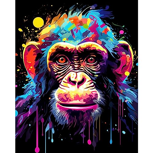 Tucocoo Graffiti AFFE Malen nach Zahlen Erwachsene, DIY Digitales Ölgemälde Kits auf Leinwand mit Pinseln und Acrylpigment, Tier Cartoon Stil Bunt für Home Wall Decor 40 x 50 cm (Rahmenlos) von Tucocoo