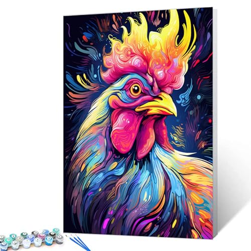 Tucocoo Graffiti Huhn Malen nach Zahlen für Erwachsene, DIY Digitales Ölgemälde-Kits auf Leinwand mit Pinseln und Acrylpigment, niedliches Tier, schwarz, buntes Bild für Heimdekoration, 40 x 50 cm Tucocoo Graffiti Huhn Malen nach Zahlen für Erwachsene, DIY Digitales Ölgemälde-Kits auf Leinwand mit Pinseln und Acrylpigment, niedliches Tier, schwarz, buntes Bild für Heimdekoration, 40 x 50 cm von Tucocoo