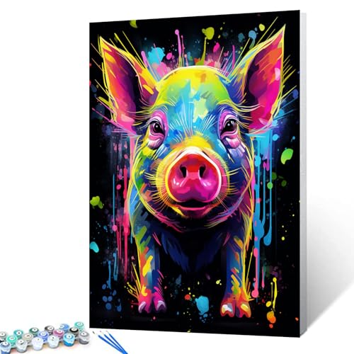 Tucocoo Graffiti-Schweine-Malen-nach-Zahlen-Set, 40 x 50 cm, Leinwand, DIY-Ölgemälde für Erwachsene, mit Pinseln und Acryl-Pigment, niedliches Tier, schwarz, bunte Bilder für Heimdekoration Tucocoo Graffiti-Schweine-Malen-nach-Zahlen-Set, 40 x 50 cm, Leinwand, DIY-Ölgemälde für Erwachsene, mit Pinseln und Acryl-Pigment, niedliches Tier, schwarz, bunte Bilder für Heimdekoration von Tucocoo
