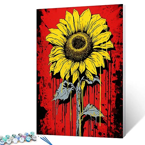 Tucocoo Graffiti-Sonnenblumen-Malen-nach-Zahlen-Kits, 40 x 50 cm, Leinwand, DIY, digitales Ölgemälde für Erwachsene, mit Pinseln und Acrylpigment, Pop-Art, Banksy-Blumenbild für Heimdekoration Tucocoo Graffiti-Sonnenblumen-Malen-nach-Zahlen-Kits, 40 x 50 cm, Leinwand, DIY, digitales Ölgemälde für Erwachsene, mit Pinseln und Acrylpigment, Pop-Art, Banksy-Blumenbild für Heimdekoration von Tucocoo