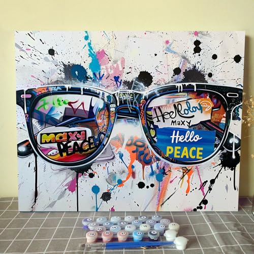 Tucocoo Graffiti-Sonnenbrille, Malen nach Zahlen für Erwachsene, DIY-Wortaufkleber, Malen nach Zahlen, Acrylfarbe, Leinwand, Küchendekoration, Malset, Bansky, Straßenkunst, Dekoration, 50,8 x 40,6 cm Tucocoo Graffiti-Sonnenbrille, Malen nach Zahlen für Erwachsene, DIY-Wortaufkleber, Malen nach Zahlen, Acrylfarbe, Leinwand, Küchendekoration, Malset, Bansky, Straßenkunst, Dekoration, 50,8 x 40,6 cm von Tucocoo