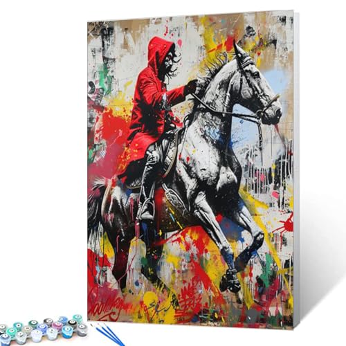 Tucocoo Handsome Man Malen nach Zahlen für Erwachsene, weißes Pferd, DIY-Ölgemälde-Set auf Leinwand mit Pinseln und Acrylpigment, Banksy-Straßenkunst-Kunstwerk für Heimdekoration, 40,6 x 50,8 cm Tucocoo Handsome Man Malen nach Zahlen für Erwachsene, weißes Pferd, DIY-Ölgemälde-Set auf Leinwand mit Pinseln und Acrylpigment, Banksy-Straßenkunst-Kunstwerk für Heimdekoration, 40,6 x 50,8 cm von Tucocoo